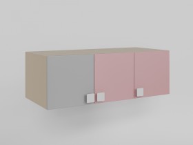 Антресоль на шкаф 3-х створчатый (Розовый/Серый/корпус Клен) в Олёкминске - olyokminsk.katalogmebeli.com | фото 1