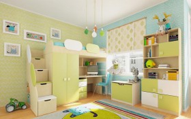 Детская комната Эппл (Зеленый/Белый/корпус Клен) в Олёкминске - olyokminsk.katalogmebeli.com | фото 2