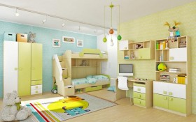 Детская комната Эппл (Зеленый/Белый/корпус Клен) в Олёкминске - olyokminsk.katalogmebeli.com | фото 3