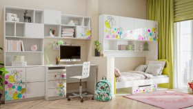 Детская комната Флер (Белый/корпус Выбеленное дерево) в Олёкминске - olyokminsk.katalogmebeli.com | фото 2