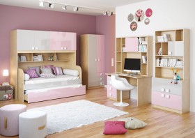 Детская комната Грэйси (Розовый/Серый/корпус Клен) в Олёкминске - olyokminsk.katalogmebeli.com | фото 2