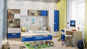 Детская комната Скай Люкс (Синий/Белый/корпус Клен) в Олёкминске - olyokminsk.katalogmebeli.com | фото
