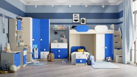 Детская комната Скай Люкс (Синий/Белый/корпус Клен) в Олёкминске - olyokminsk.katalogmebeli.com | фото 7