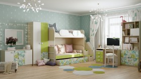 Детская комната Твит (Белый/Зеленый/корпус Клен) в Олёкминске - olyokminsk.katalogmebeli.com | фото 4