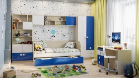 Диван-кровать Скай люкс (Синий/Белый/корпус Клен) в Олёкминске - olyokminsk.katalogmebeli.com | фото 2