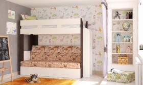 Кровать с диваном 75 Карамель Атлант (Венге Магия /Сосна Карелия/Савана) в Олёкминске - olyokminsk.katalogmebeli.com | фото