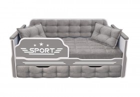 Кровать 160 серии Спорт 2 ящика 45 Серый (подушки) в Олёкминске - olyokminsk.katalogmebeli.com | фото 1