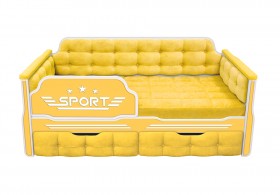 Кровать 160 серии Спорт 2 ящика 74 Жёлтый (мягкие боковые накладки) в Олёкминске - olyokminsk.katalogmebeli.com | фото