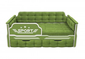 Кровать 160 серии Спорт 2 ящика 76 Зелёный (мягкие боковые накладки) в Олёкминске - olyokminsk.katalogmebeli.com | фото