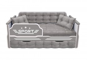 Кровать 170 серии Спорт 1 ящик 45 Серый (подушки) в Олёкминске - olyokminsk.katalogmebeli.com | фото