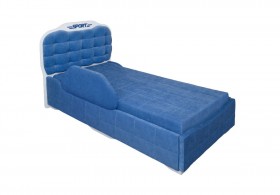Кровать 190 Атлет Lux 29 Синий (мягкий бортик) в Олёкминске - olyokminsk.katalogmebeli.com | фото