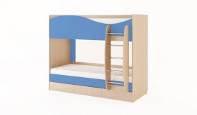 Кровать 2-х ярусная с ящиками (Беленый дуб/Синий) в Олёкминске - olyokminsk.katalogmebeli.com | фото