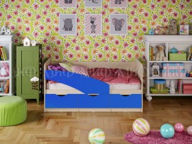 Кровать Бабочки 1,6м (Синий матовый) в Олёкминске - olyokminsk.katalogmebeli.com | фото