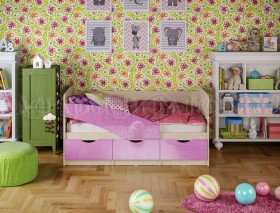 Кровать Бабочки 1,6м (Сиреневый металлик) в Олёкминске - olyokminsk.katalogmebeli.com | фото