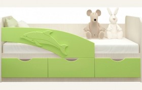 Кровать детская 1,6м Дельфин (Салатовый металлик) в Олёкминске - olyokminsk.katalogmebeli.com | фото