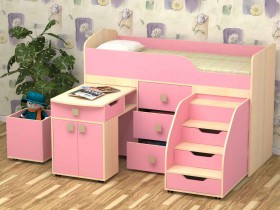 Кровать детская Фея 1.6 Дуб молочный/Розовый в Олёкминске - olyokminsk.katalogmebeli.com | фото 1