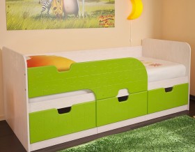 Кровать детская Минима 1,86м с ящиками (дуб атланта/лайм глянец) в Олёкминске - olyokminsk.katalogmebeli.com | фото 1