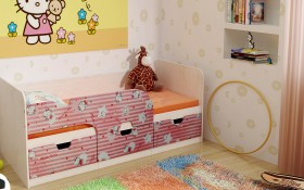 Кровать детская Минима Лего 1,86м с ящиками (дуб атланта/лиловый сад) в Олёкминске - olyokminsk.katalogmebeli.com | фото 4