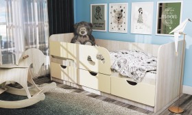 Кровать детская Минима Лего 1,6м (дуб атланта/крем) в Олёкминске - olyokminsk.katalogmebeli.com | фото 1