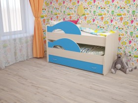 Кровать детская Радуга 1600 Млечный дуб/Голубой в Олёкминске - olyokminsk.katalogmebeli.com | фото 1