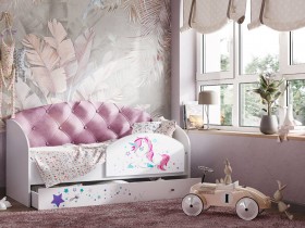Кровать детская Звездочка Белый/Розовый в Олёкминске - olyokminsk.katalogmebeli.com | фото