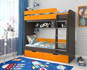 Кровать двухъярусная Юниор-5  Бодего/Оранжевый в Олёкминске - olyokminsk.katalogmebeli.com | фото