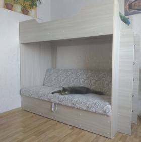 Кровать двухъярусная с диваном (Беленый дуб) в Олёкминске - olyokminsk.katalogmebeli.com | фото 1