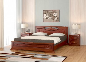 Кровать Елена-3 из массива сосны 1400*2000 Орех в Олёкминске - olyokminsk.katalogmebeli.com | фото