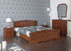 Кровать Елена из массива сосны 1200*2000 Орех в Олёкминске - olyokminsk.katalogmebeli.com | фото 1