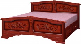 Кровать Елена с ящиками из массива сосны 1600*2000 Орех в Олёкминске - olyokminsk.katalogmebeli.com | фото 4