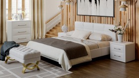 Кровать «Элис» c мягкой обивкой тип 1 Экокожа/Белый/1600 в Олёкминске - olyokminsk.katalogmebeli.com | фото