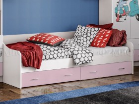 Кровать Fashion-1 Вега 0,9 м (Белый/Розовый) в Олёкминске - olyokminsk.katalogmebeli.com | фото