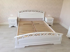 Кровать Грация-1 из массива сосны 1600*2000 Белый античный в Олёкминске - olyokminsk.katalogmebeli.com | фото 9