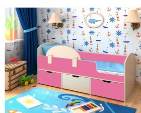Кровать Малыш-мини Дуб молочный/Розовый в Олёкминске - olyokminsk.katalogmebeli.com | фото