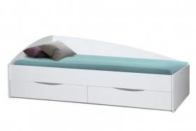 Кровать одинарная "Фея - 3" (асимметричная) (2000х900) New/(белый / белый / ДВПО белый) в Олёкминске - olyokminsk.katalogmebeli.com | фото 1