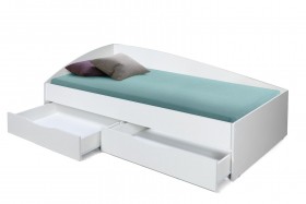Кровать одинарная "Фея - 3" (асимметричная) (2000х900) New/(белый / белый / ДВПО белый) в Олёкминске - olyokminsk.katalogmebeli.com | фото 3