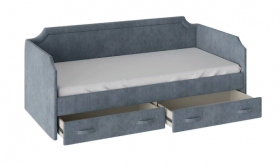 Кровать с мягкой обивкой и ящиками «Кантри» Тип 1 (900) (Замша синяя) в Олёкминске - olyokminsk.katalogmebeli.com | фото 2