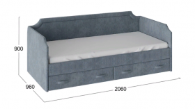 Кровать с мягкой обивкой и ящиками «Кантри» Тип 1 (900) (Замша синяя) в Олёкминске - olyokminsk.katalogmebeli.com | фото 3