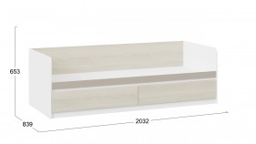 Кровать «Сканди» с 2 ящиками Дуб Гарден/Белый/Глиняный серый в Олёкминске - olyokminsk.katalogmebeli.com | фото 3