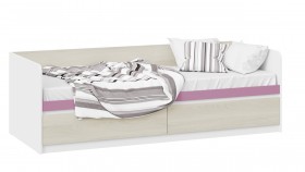 Кровать «Сканди» с 2 ящиками Дуб Гарден/Белый/Лиловый в Олёкминске - olyokminsk.katalogmebeli.com | фото