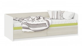 Кровать «Сканди» с 2 ящиками Дуб Гарден/Белый/Зеленый в Олёкминске - olyokminsk.katalogmebeli.com | фото