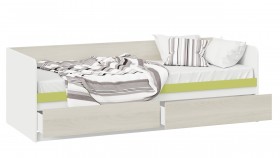 Кровать «Сканди» с 2 ящиками Дуб Гарден/Белый/Зеленый в Олёкминске - olyokminsk.katalogmebeli.com | фото 2