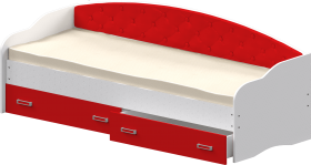 Кровать Софа-7 с мягкой спинкой (800х1900) Белый/Красный в Олёкминске - olyokminsk.katalogmebeli.com | фото 1
