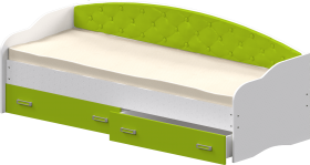 Кровать Софа-7 с мягкой спинкой (800х1900) Белый/Лайм в Олёкминске - olyokminsk.katalogmebeli.com | фото 1