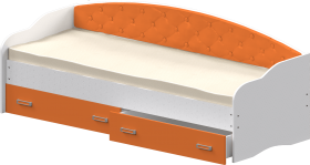 Кровать Софа-7 с мягкой спинкой (800х1900) Белый/Оранжевый в Олёкминске - olyokminsk.katalogmebeli.com | фото