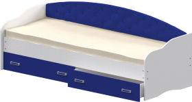 Кровать Софа-7 с мягкой спинкой (800х1900) Белый/Синий в Олёкминске - olyokminsk.katalogmebeli.com | фото