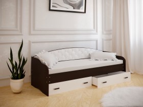 Кровать Софа-7 с мягкой спинкой (800х1900) Венге/ Белый в Олёкминске - olyokminsk.katalogmebeli.com | фото