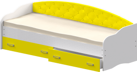 Кровать Софа-7 с мягкой спинкой (800х2000) Белый/Желтый в Олёкминске - olyokminsk.katalogmebeli.com | фото