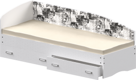 Кровать Софа-9 с мягкой спинкой с рисунком Милана (900х1900) Белый в Олёкминске - olyokminsk.katalogmebeli.com | фото