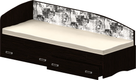 Кровать Софа-9 с мягкой спинкой с рисунком Милана (900х2000) Венге в Олёкминске - olyokminsk.katalogmebeli.com | фото 1
